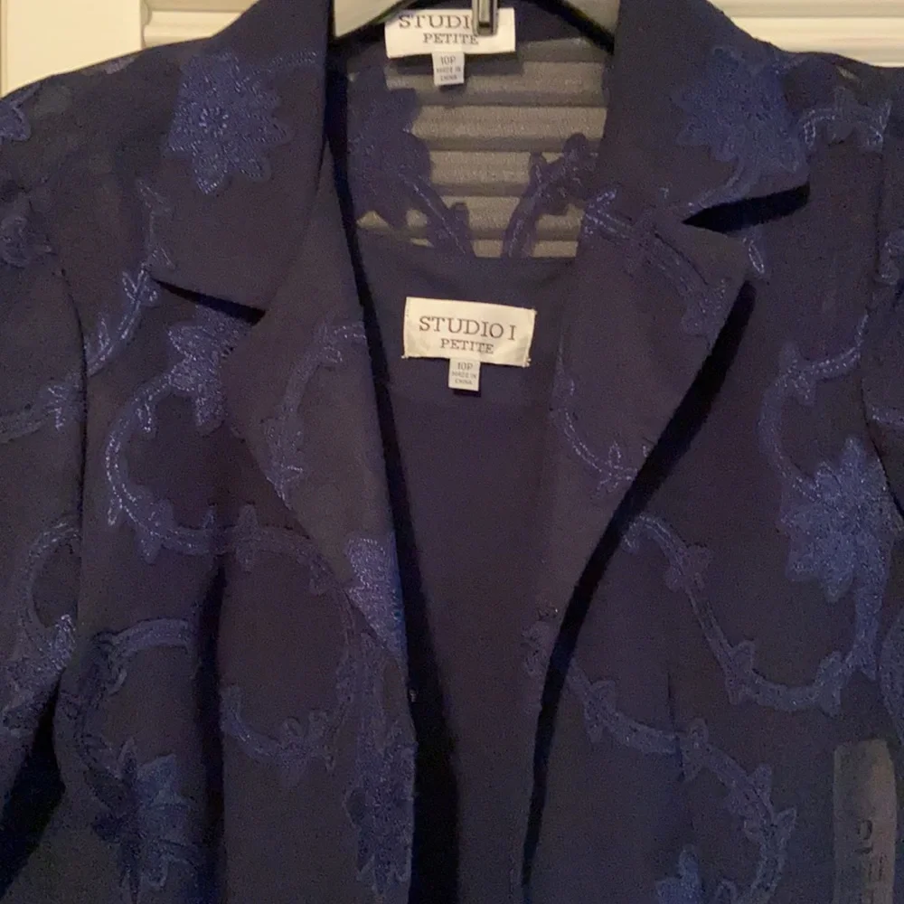 Navy Blue  Sleeveless Dress with Jacket - Jacket Dress - Picture 3 of 14